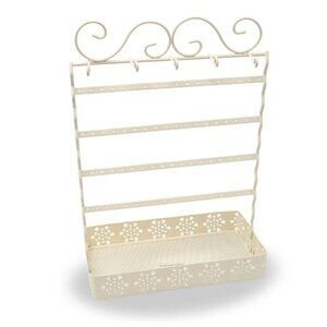 Metal Jewelry Display Stand Necklace Earrings Bracelets Holder Cream Tall